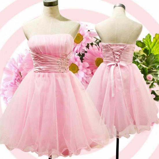 Cute Strapless Crystal Mini Homecoming Dress New Arrival Custom Made Short Cocktail Dress_2