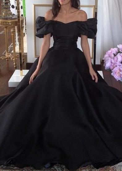 Vintage 1950s Ball Gown Evening Dress Off The Shoulder Black Prom Dress 2022_1