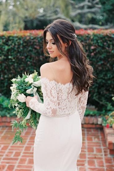 Elegant Lace Long Sleeves Mermaid Sheer Tulle Wedding Bridal Gowns_2