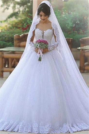 Long Sleeves Appliques Elegant Popular 2022 Ball Gown Wedding Dress_1