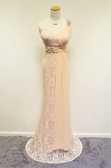 Champagner One-Shoulder-Spitze-Kristall-Meerjungfrau-Abschlussball-Kleid A-Linie beliebte Reißverschluss-lange Abendkleider