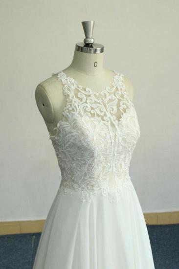 Einzigartiges weißes ärmelloses Hochzeitskleid | Applikationen Chiffon Brautkleider_6