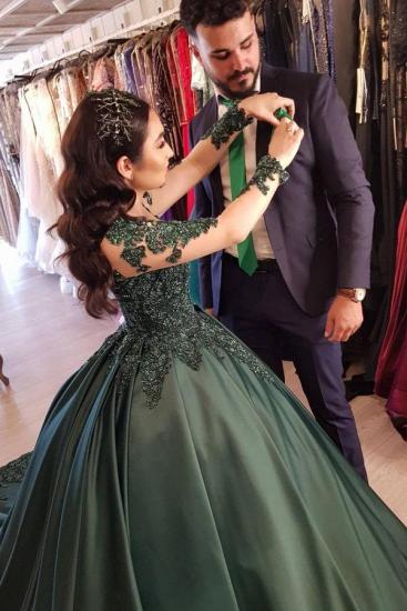 Green 3D Floral Lace Appliques Princess Wedding Gown