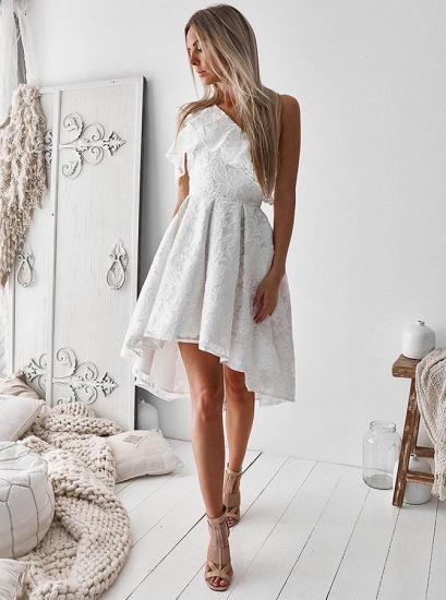 Elegant One Shoulder Lace Short Homecoming Dresses | 2022 Hi-Lo Cheap Hoco Dress_4