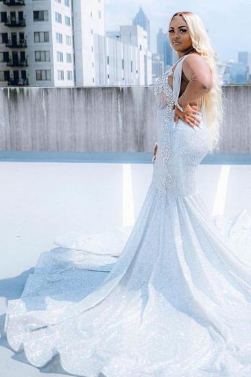 Glitter V-Neck affordable plus size prom dresses mermaid Evevning dress_4