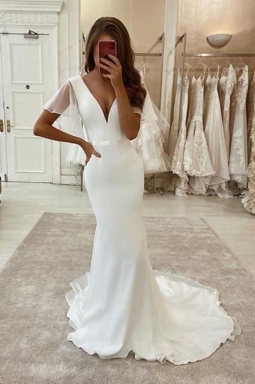 Elegant Sleeveless V-neck Long Mermaid Wedding Dresses