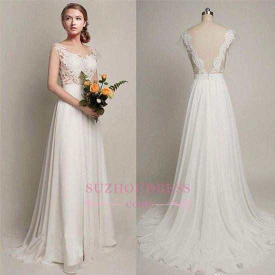 Sweep Train Straps Simple Lace Bride Dress 2022 Summer Beach A-line Backless Wedding Dress_2