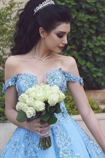 Off Shoulder 3D Floral Pattern Aline Bridal Gown Sweetheart Long Wedding Dress
