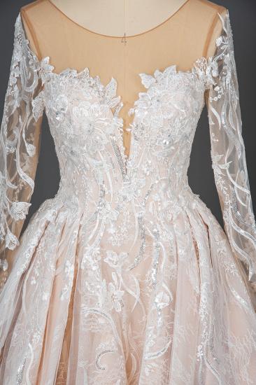Long sleeves Sweetheart Ball Gown lace wedding dress_6