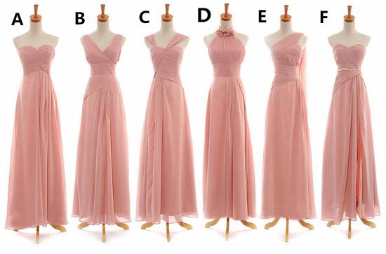 Günstige Convertible Pink Langes Brautjungfernkleid Beliebte Chiffon Side Silt Plus Size Kleider für Hochzeit_2