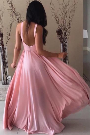 Pink Chiffon Formal Evening Dresses  | Open Back Sleeveless  Sexy Evening Gown_3