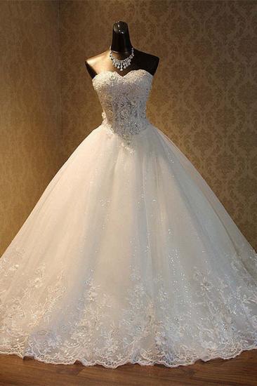 TsClothzone Elegant Strapless Tulle Ball Gown Wedding Dress Appliques Sequined Sweetheart Bridal Gowns On Sale