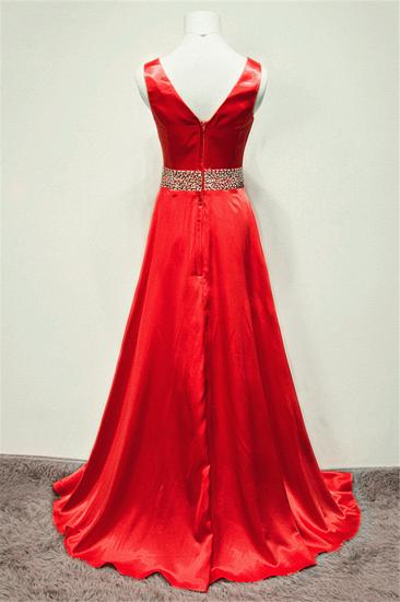 A-line Red Crystal Sexy Long Prom Dress Sweep Train Zipper Popular Evening Gowns with Beadings_2