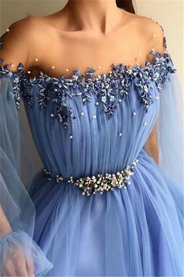 Glamorous Off-The-Shoulder Appliques Tulle A-Line Prom Dress_2