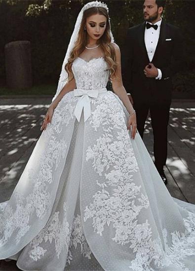 Gorgeous Sweetheart Lace Wedding Dress | Ruffles Bowknot Bridal Gowns