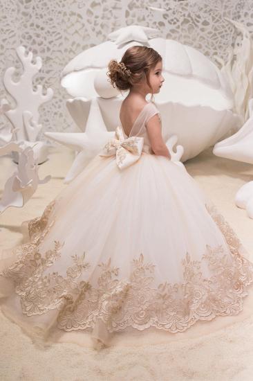 Cute Jewel Organza Floor Length Backless Flower Girl Dresses With Bow| Sleeveless FLoor Length Little Girl Pageant Dresses_2