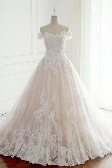 TsClothzone Elegantes schulterfreies Tüll-Spitzen-Hochzeitskleid Schatz-Applikationen ärmellose Brautkleider im Angebot
