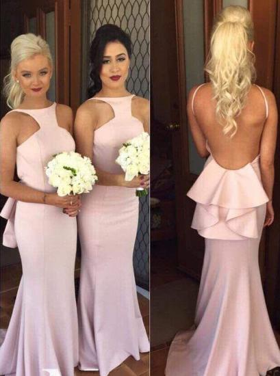 Backless Mermaid Bridesmaid Dresses Sexy Spaghetti Straps 2022 Sleeveless Evening Dresses with Open Back_3