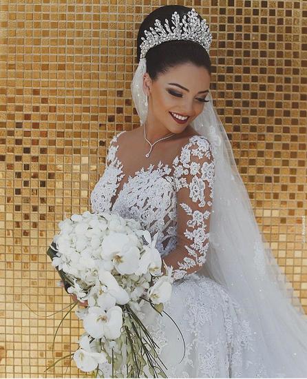Glamorous Long Sleeve Lace Wedding Dress Mermaid Designer Bridal Gowns Online_3
