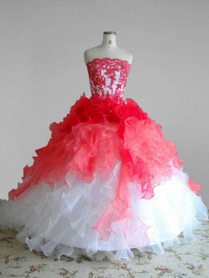 Red and White Quincenera Dresses Lace Sweet 16 Stage Decoration for Pageant Dress