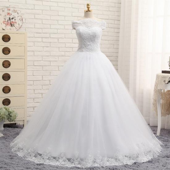 TsClothzone Modest Bateau Tulle Ruffles Wedding Dresses With Appliques A-line White Lace Bridal Gowns On Sale_7