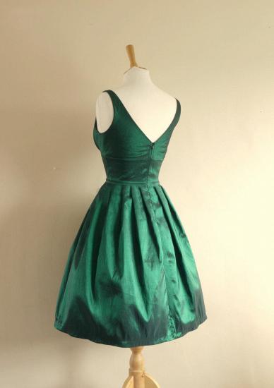 Cute Empire Taffeta Green Short Hoemcoming Dress V-Neck Spaghetti Strap Plus Size Cocktail Dresses_3