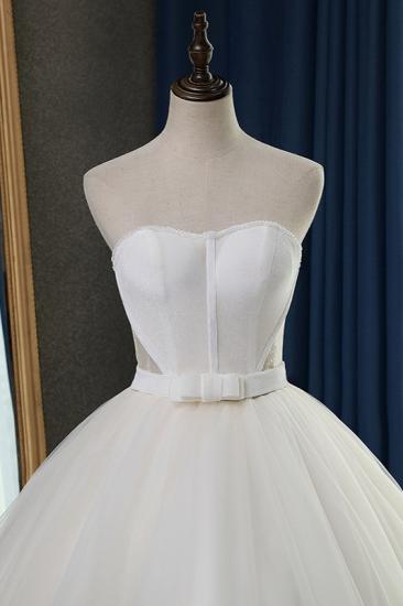 TsClothzone Sexy Strapless Sweetheart Wedding Dress Ball Gown Sleeveless White Tulle Bridal Gowns On Sale_6