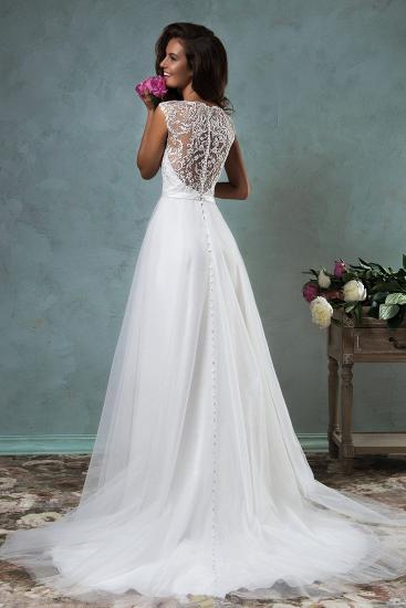 Vintage White Lace Applique Brautkleid Neueste Sweep Train 2022 Summer Beach Wedding Dress_4