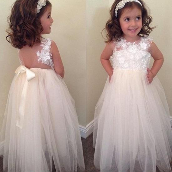 Cute Empire Tulle 2022 Flower Girl Dress Sleeveless Flower Gowns with Bowknot