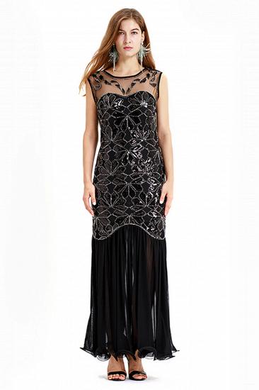 Beautiful Cap sleeves Long Black Cocktail Dresses | Shining Sequined Dress_5