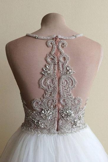 Halter Illusion neck High split A-line Tulle Princess Wedding Dress_3