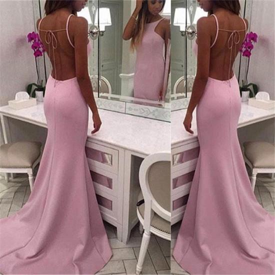 Pink Open Back Sexy Evening Dresses with Straps Cheap Long Formal Dresses 2022 Cheap_3