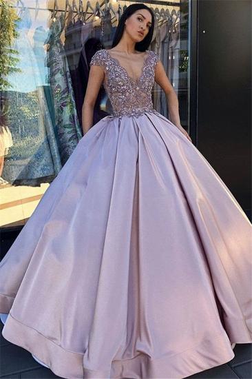V-neck Sleeveless Crystal Beading Ball-Gown Prom Dresses