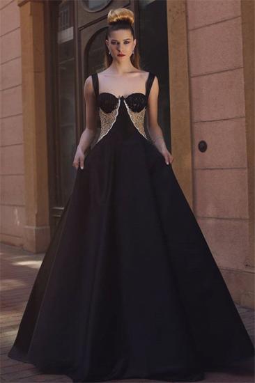 Glamorous A-Line Black Straps Evening Dresses 2022 Straps Lace Prom Dresses