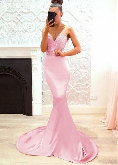 Shop Cheap Stretch Satin Sweetheart Pink Backless Mermaid Bridesmaid Dresses With Belt_1