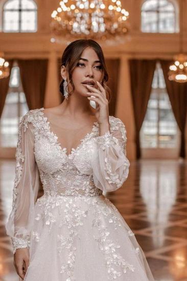 Modern wedding dresses with sleeves | Wedding dresses A line lace_2