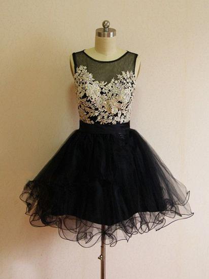 A-Line Black Lace Applique 2022 Homecoming Dresses Latest Sleeveless Mini Cocktail Dress