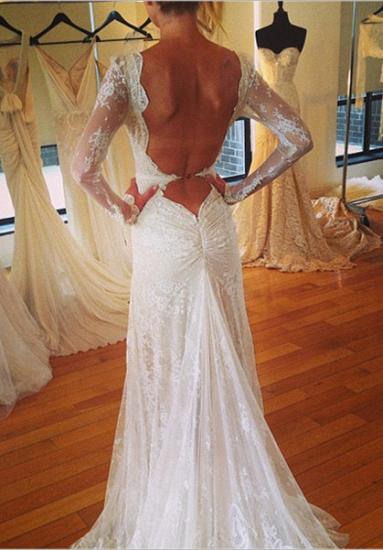 Vintage V-Neck Long Sleeve Wedding Dress Tulle Applique Open Back 2022 Brudal Gown_1