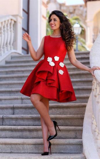 Cute Red Short Homecoming Dresses with Flowers 2022 A-Line Mini Party Gowns