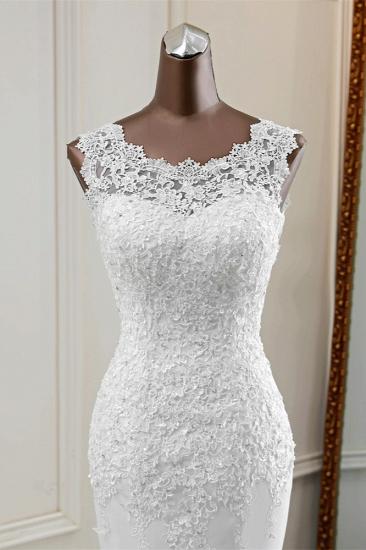 TsClothzone Glamorous Jewel Lace Beading Wedding Dresses Sleeveless Appliques Mermaid Bridal Gowns_6