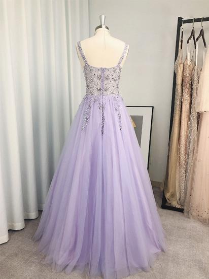 Lavender v-neck lace appliques a-line prom dress_3