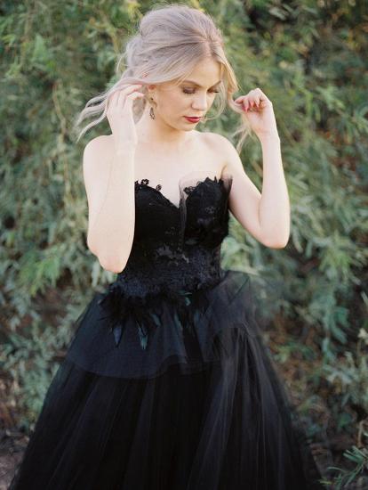 Sweetheart Sleeveless Black Wedding Dress Ball Gown_5