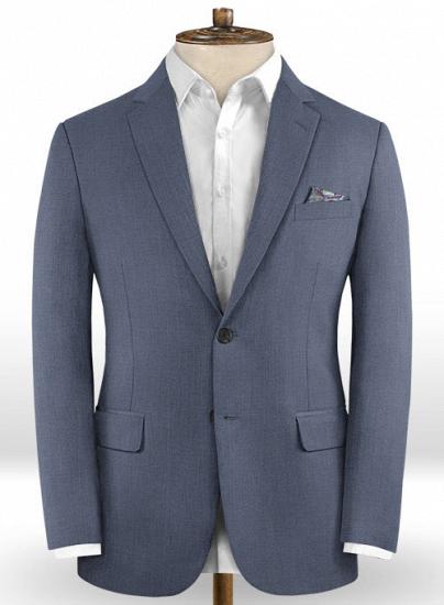 Schieferblauer Wollanzug mit fallendem Revers ｜ Zweiteiliger Anzug_2