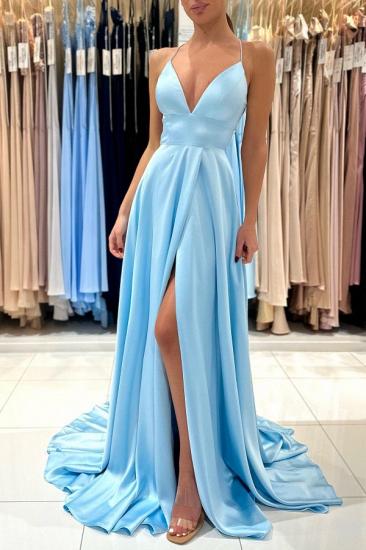Einfaches langes Abendkleid Billig | Blaues Ballkleid online_3