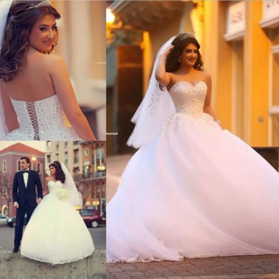 Reines weißes Schatz-Prinzessin-Ballkleid-Hochzeits-Kleid-Tüll, der nettes populäres Brautkleid bördelt_2