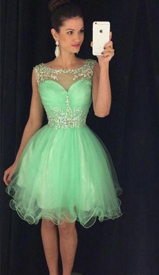 Lovely Organza Homecoming Dresses 2022 Short Beading Crystals Cheap Party Dress_5