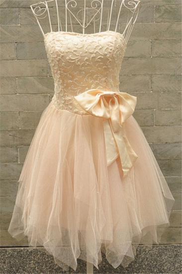 Tulle Lovely Bridesmaid Dress 2022 with Bowknot Strapless Appliques Party Dress_1