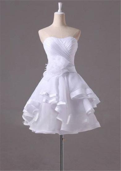 Weiße Schatz-Rüschen-Minihochzeits-Kleid-neueste Organza-kurze Sommer-Brautkleider