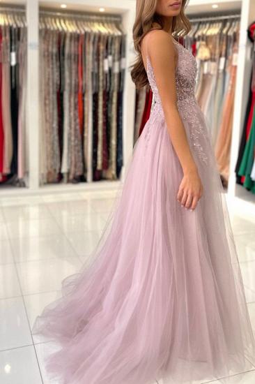 Luxurious Pink Spaghetti Strap Glitter Split Long Evening Dress | Glitter Spaghetti Strap Prom Dress_6