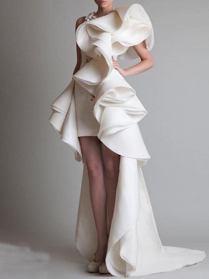 Vintage Sheath Wedding Dress One Shoulder Asymmetrical Short Sleeves Plus Size Bridal Gowns On Sale